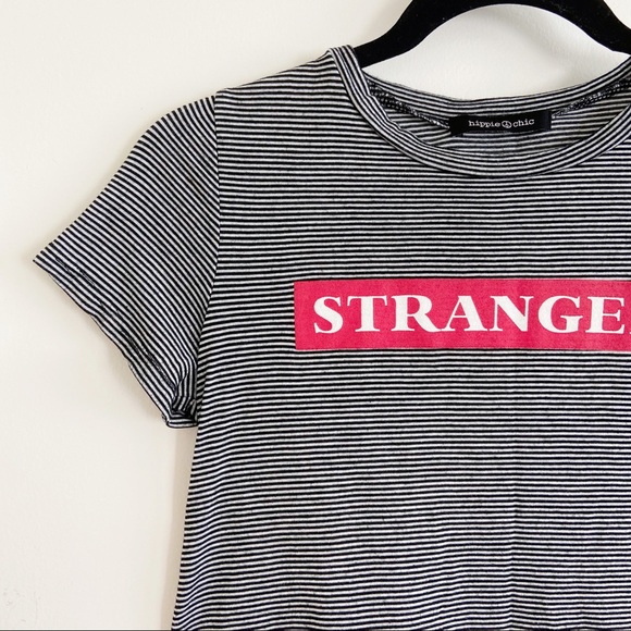 Hippie Chic STRANGER Striped Black Crop Top XS - Picture 3 of 6